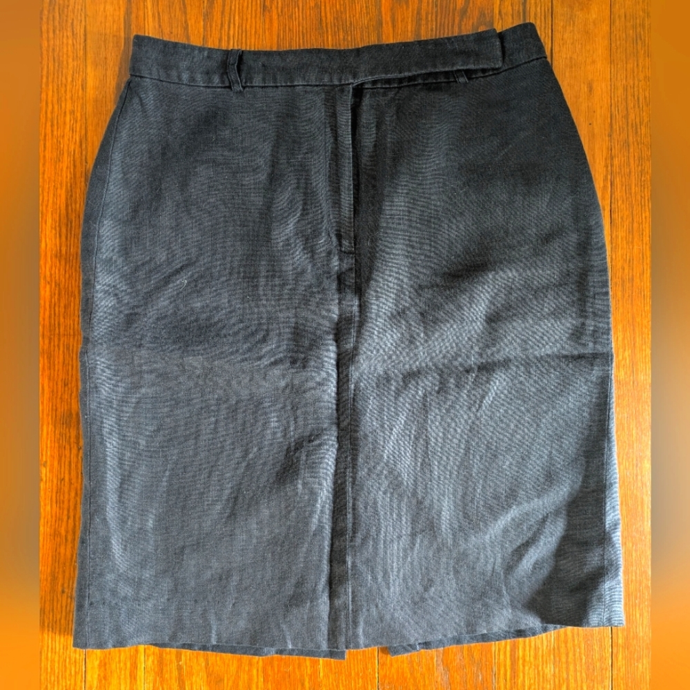 Brooks Brothers Grey Navy Linen Pencil Skirt 12